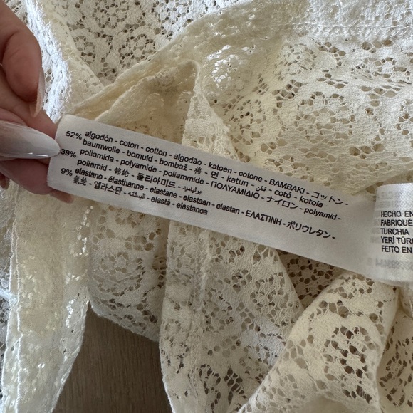 Zara Cream Lace Ruffled Long Sleeve Top - Picture 5 of 6